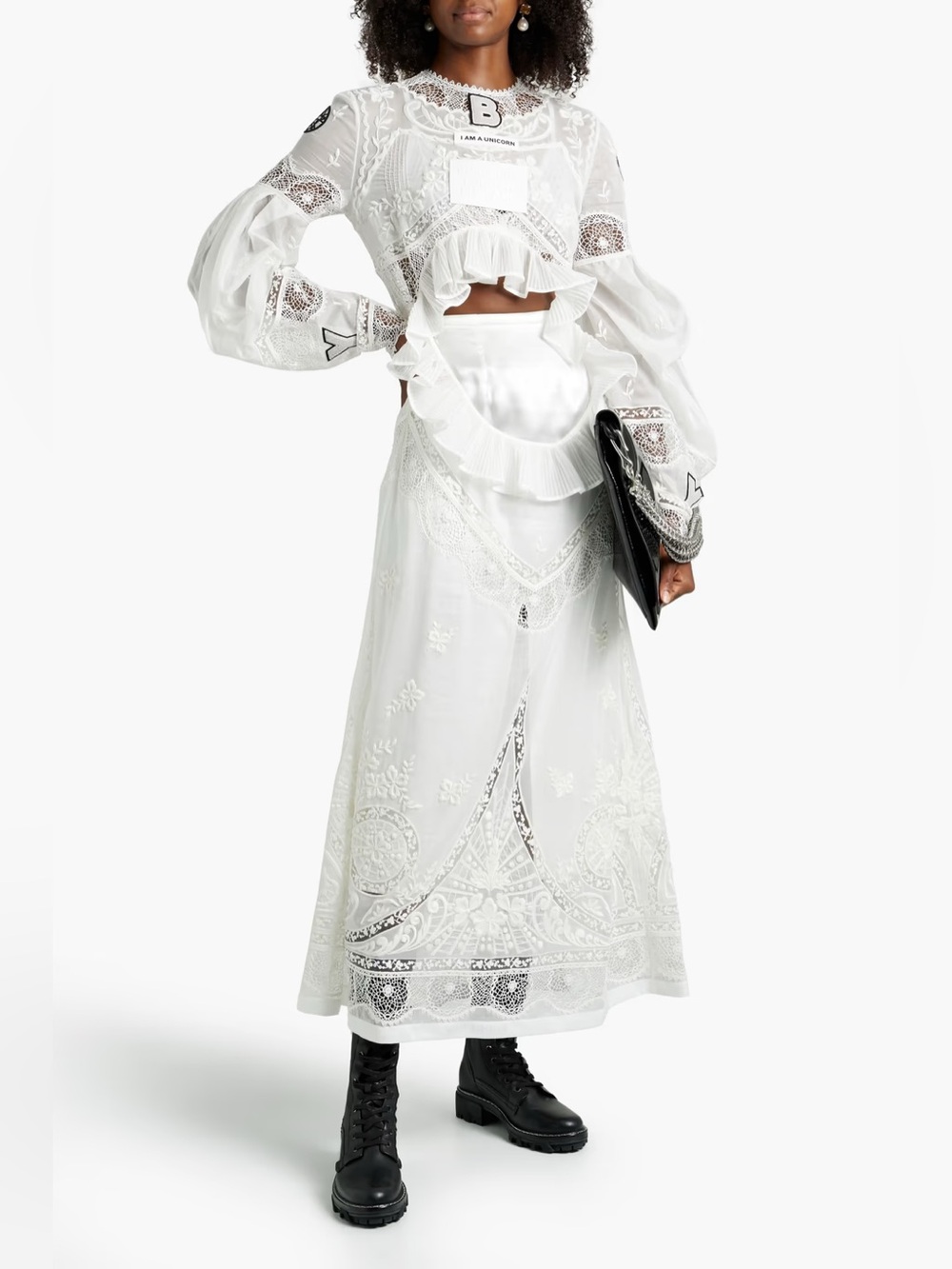 BURBERRY Appliquéd cutout cotton-voile and crocheted lace Maxi Dress MSRP $13900